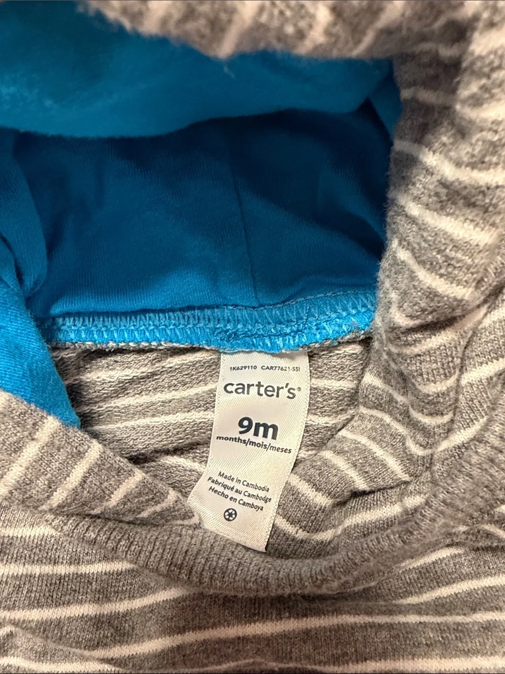 Carter's Gray Striped Hooded Romper & White Navy Whale Bodysuit Set